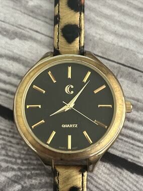 Charming Charlie Gold Tone Cheetah Print Band Women’s Quartz Watch